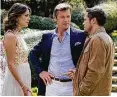  ?? The CW ?? Nathalie Kelley, from left, Grant Show and Nick Wechsler star in “Dynasty.”