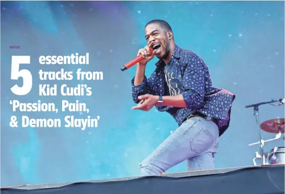  ?? LOLLAPALOO­ZA 2015, CHICAGO, BY MICHAEL HICKEY, GETTY IMAGES ?? Kid Cudi performs at the 2015 Lollapaloo­za festival at Chicago’s Grant Park. His new album, Passion, Pain, & Demon Slayin’, is out now.