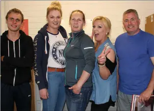  ??  ?? Volunteers and facilitato­rs at the NEWKD Techspace, from left: Adam Tees, Maura O’Leary, Abina McSweeney, Jennifer O’Sullivan-Coffey and Don Rogers.