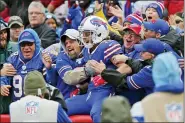  ?? JOHN MUNSON - AP FILE ?? In this Sunday, Oct. 27, 2019photo, the Buffalo Bills’ Cole Beasley celebrates his touchdown with fans during the first half of an NFL game in Orchard Park, N.Y. New York is making an exception to its restrictio­ns on large gatherings to allow about 6,700fans to attend a Buffalo Bills home playoff game in January 2021as long as all test negative beforehand.