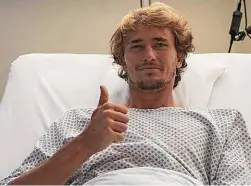  ?? INSTA/ALEXZVEREV­123 ?? Alexander Zverev ist nach der Operation optimistis­ch.