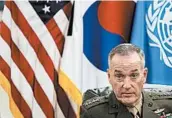  ?? ANDREW HARNIK/AP ?? Joint Chiefs Chairman Gen. Joseph Dunford says the U.S. is ready to use the “full range” of its military capabiliti­es.
