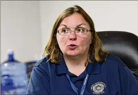  ?? Lori Van Buren / Times Union ?? Katie Flanigan, clinical director of emergency services and training, details the new ACCORD program in Voorheesvi­lle.