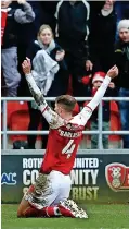  ?? ?? LASER GUN Rotherham’s Daniel Barlaser celebrates after scoring