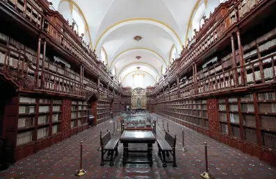  ?? AP Photo/pablo Spencer ?? ■ The interior of Palafoxian­a library in Puebla, Mexico, Tuesday. It is the oldest public library in the Americas, according to UNESCO.