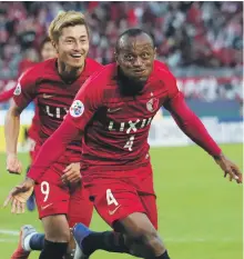  ?? EPA ?? Leo Silva of Kashima Antlers celebrates after scoring the first goal against Persepolis in the Asian Champions League final