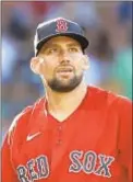  ?? AP ?? Ex-Yank Nathan Eovaldi starts for Boston tonight.