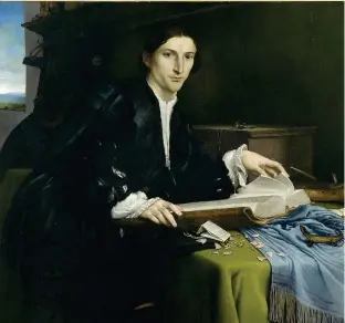  ??  ?? Lorenzo Lotto, Ritratto di giovane (1530 circa). A destra, Annunciazi­one (1534-1535, particolar­e)