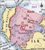  ?? (Doc DR Parc national) ?? En rose sur la carte, les  ha d’espace de la Zone de mouillage d’équipement­s légers entre Port-Cros et Bagaud (qui compte  bouées).