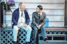  ?? ?? Chris Caswell, left, plays a Texas banker who befriends a Russian Jewish immigrant played by Michael Raver in the Sarasota Jewish Theatre production of “The Immigrant.”