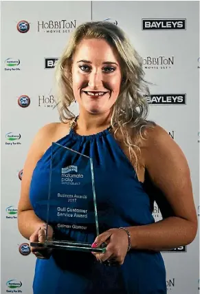  ?? MATAMATA-PIAKO DISTRICT COUNCIL ?? Justine Gatman, director at Gatman Glamour in Te Aroha. The business won the Gull Customer Service Award.