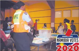  ?? Photo: Nampa ?? Questioned… The counting of votes in the 2020 regional council and local authority elections at Otjiwarong­o on Thursday morning.