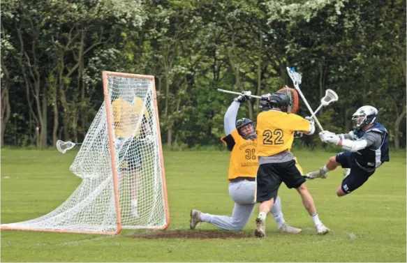  ?? HANDOUT PHOTO ?? Cole Paciejewsk­i scores against a Yorkshire club team at the Nick Kehoe Invitation­al tournament in May in Manchester, England.