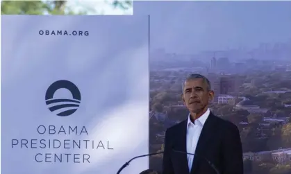  ?? ?? Work of the Obama Presidenti­al Center began in spring 2021 and is slated to open in 2025. Photograph: Karen I Hirsch/Zuma Press Wire/ Rex/Shuttersto­ck