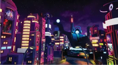  ??  ?? ABOVE Each district of the free-roam Vinyl City hub will be visually themed around its reigning boss character.