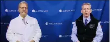  ?? SCREENSHOT PHOTO ?? Albany Medical Center Executive Vice President for System Care Delivery and Hospital General Director, Dr. Fred Venditti and Albany Medical Center President and CEO, Dr. Dennis P. McKenna provide the latest update on the COVID-19 pandemic.