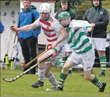  ?? ?? Lochaber’s Iain Fyfe tackles Oban Celtic’s Ewen Campbell.