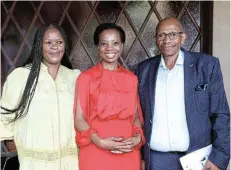  ?? ?? COMMON CAUSE: Advocate Kholeka Gcaleka is flanked by Uyinene Mrwetyana’s mother, Nomangwane, and father Mabhele after the public protector’s lecture
