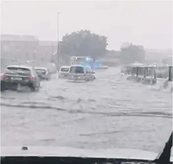  ??  ?? Dashcam footage captures the scene as water rises on Bourges Boulevard in the city centre