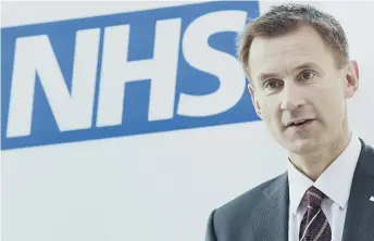  ??  ?? Jeremy Hunt is about to negotiate new contracts with hospital consultant­s.