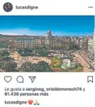  ??  ?? Lucas Digne colgó el jueves una foto de la Plaça Catalunya con un corazón y unas manos rezando