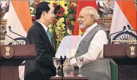  ??  ?? Prime Minister Narendra Modi with Vietnam President Tran Dai Quang prior to a meeting and agreement signing, during a joint press statement, at Hyderabad House, in New Delhi on Saturday. RAJ K RAJ/HT PHOTO