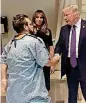  ??  ?? Las Vegas shooting victim Thomas Gunderson greets President Trump.