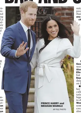  ?? AP FILE PHOTO ?? PRINCE HARRY and MEGHAN MARKLE