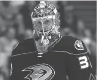  ??  ?? Anaheim Ducks goaltender John Gibson came up big for his team Sunday during their Game 3 win over the host Edmonton Oilers at Rogers Place.