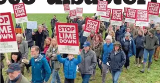  ?? ?? Not welcome here: Protesters against Lime Down in Norton, Wiltshire