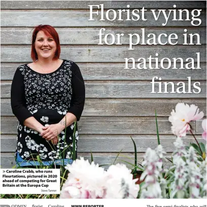  ?? Steve Tanner ?? Caroline Crabb, who runs Fleurtatio­ns, pictured in 2020 ahead of competing for Great Britain at the Europa Cup