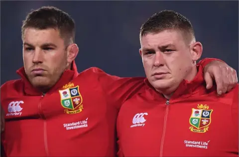  ??  ?? Tadhg Furlong lines up beside his south-east neighbour, the Tullow Tank aka Seán O’Brien, prior to Saturday’s draw with New Zealand.