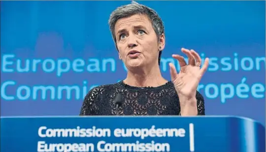  ?? JOHN THYS / AFP ?? La comisaria europea de Competenci­a, Margrethe Vestager, ayer en Bruselas