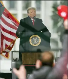  ?? EVAN VUCCI — THE ASSOCIATED PRESS ?? President Donald Trump speaks during a rally protesting the electoral college certificat­ion of Joe Biden as President, Wednesday, Jan. 6, 2021, in Washington.