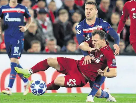  ?? AP ?? Xherdan Shaqiri wird nicht wie im ersten Vergleich in der Champions League in Liverpool gegen Roter Stern Belgrad antreten.