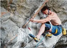  ?? Foto: Pavel Blazek ?? Adam Ondra auf der Route „Silence“in der Hansheller­en Höhle.