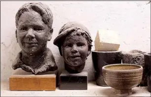  ?? NWA Democrat-Gazette/DAVID GOTTSCHALK ?? These busts of children were created by sculptor Hank Kaminsky, Arkansas’ Living Treasure for 2018.