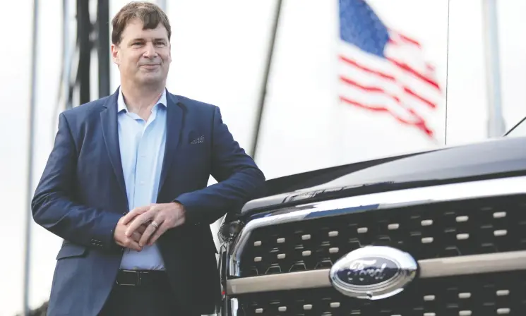  ?? Rebecca Cook / REUTERS ?? Ford Motor Co. CEO Jim Farley has big shoes to fill, not only of the leaders who went before him, but also of his grandfathe­r who worked in the factory, building the Model T.