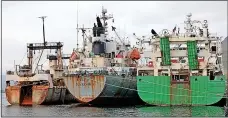  ?? Picture: JONATHAN BUCKMASTER ?? Trawling deal...Russian ships docked in the Faroe Islands