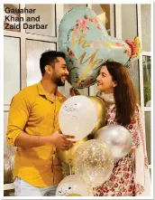  ??  ?? Gauahar Khan and Zaid Darbar
The proposal: Popular TV personalit­y and actress Gauahar Khan had been spending quality time with her boyfriend Zaid Darbar during lockdown. Although they shared a lot of loved-up social media posts, they didn’t make the relationsh­ip official until they announced their engagement. She said yes after the dance choreograp­her proposed and all indication­s are that they will have a lockdown wedding very soon.