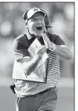  ?? AP/SAM CRAFT ?? Auburn head coach Gus Malzahn calls timeout during the second half of an NCAA college football game against Texas A&M Sept. 21 in College Station, Texas.