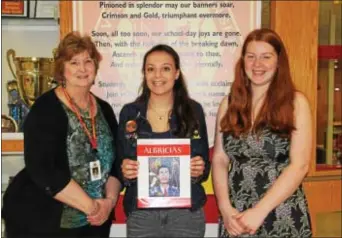  ??  ?? Haverford High School students Kate Ryan, second from left and Liz Marino were published in Albricias, the literary magazine distribute­d by the Sociedad Honoraria Hispanica, a subdivisio­n of AATSP, the American Associatio­n of Teachers of Spanish and...