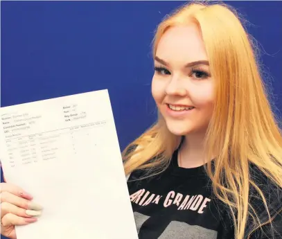  ??  ?? Chanelle Pearson, from Bacup, with her results