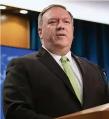  ?? AP ?? ‘THAT DIDN’T HAPPEN’: Secretary of State Mike Pompeo speaks during a press briefing at the State Department on Wednesday in Washington.