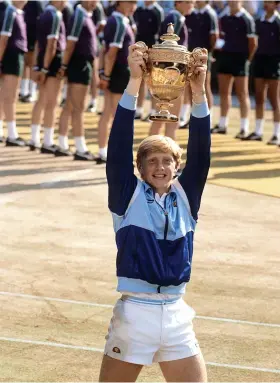  ?? ?? Glory days... Boris Becker, 17, becoming the youngest person ever and the first unseeded player to win the Wimbledon men’s single’s final in 1985