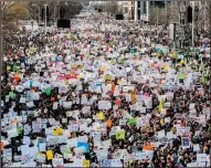  ?? MICHAEL NIGRO/SIPA USA ?? On March 24, students from Marjory Stoneman Douglas High School in Florida, the scene of a mass shooting Feb. 14, were joined by more than 800 thousand people as they marched in a nationwide protest demanding sensible gun control laws.