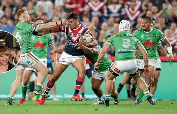 ?? GETTY IMAGES ?? Latrell Mitchell, centre, is one of the stars featured in the NRL’s new Simply The Best marketing campaign, 30 years after song by veteran rocker Tina Turner (inset), now aged 80, became an iconic anthem for the competitio­n.