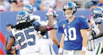  ?? THE ASSOCIATED PRESS/FILES ?? Seahawks defender Richard Sherman thinks Eli Manning and the Giants might try to pass more on Sunday. The Giants have been a run-first team since losing their top receivers to injuries.