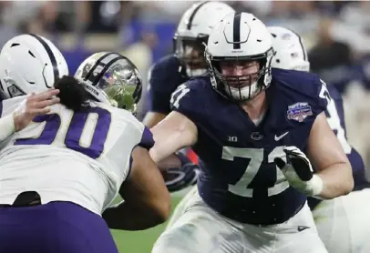  ?? The Associated Press ?? Right tackle Will Fries, who has started 33 games for the Nittany Lions, said he has been checking on a couple of teammates during the pandemic. “Seeing how they’re doing, how their family’s doing.”