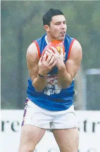  ??  ?? Bunyip’s Nathan Lieshout marks during the match against Nilma-Darnum